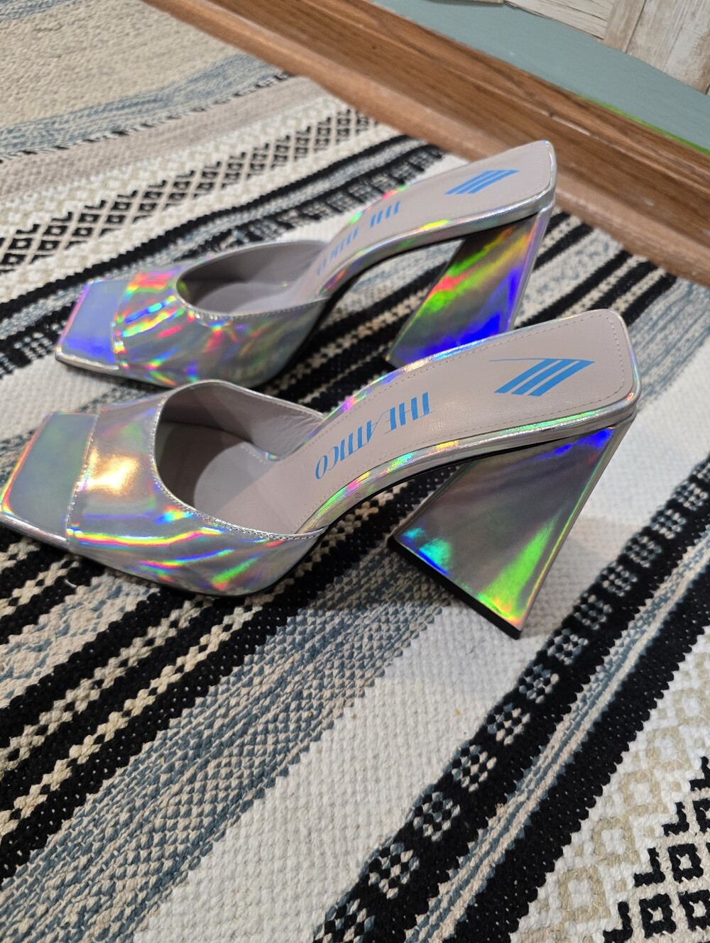 The Attico Devon Iradescent Metallic Leather Heels 12 42 Disco Stripper Club